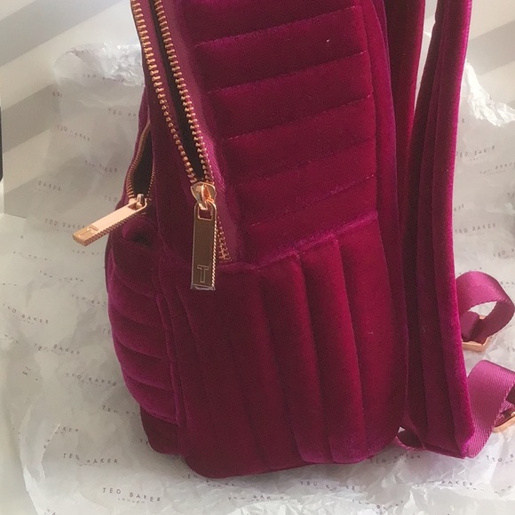 Ted Baker deep pink velvet backpack. Smaller new with tags. - Picture 6 of 9